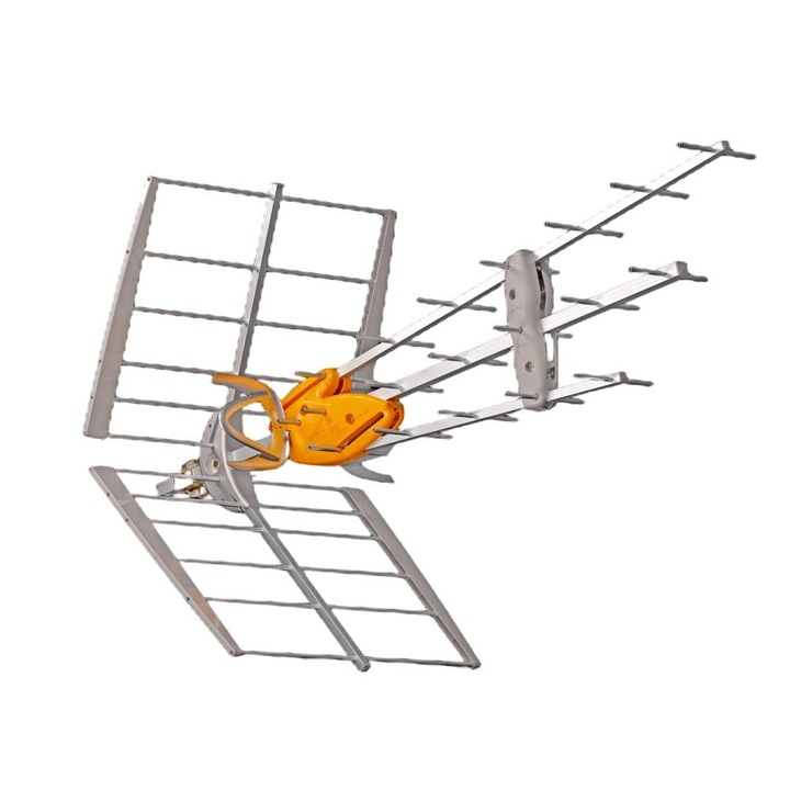 TV антена, Televes, Алуминий/ABS, DVB-T2, Сребрист/Жълт