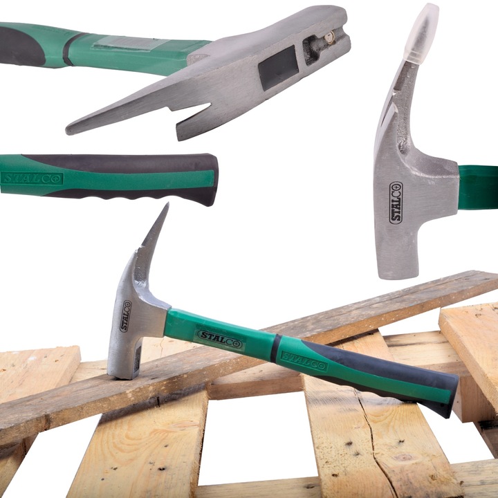 Ciocan De Tamplarie, Stalco, Pentru Atelier Si Bricolaj, Maner Confortabil, Extragator De Cuie, Ideal Pentru DIY, Magnet Puternic Pentru Baterea Cuielor, 33 x 18 x 4 Cm, Verde