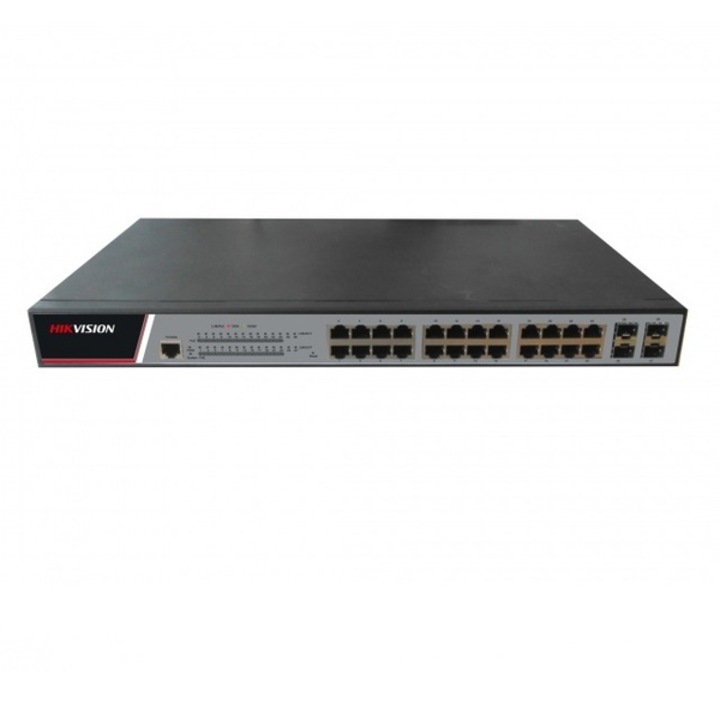 Switch 24 porturi POE Gigabit, Hikvision DS-3E2528P(B)(O-STD), Full Managed, 24 x Gigabit Poe választható