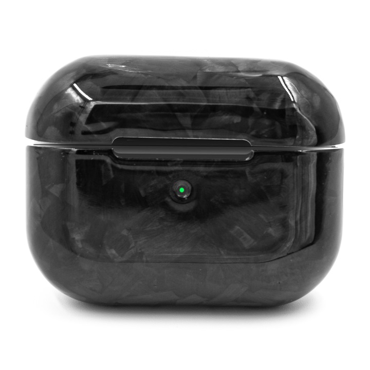 Husa fibra Carbon SILKASE pentru Airpods Pro 2, culoare negru, kevlar forged lucios