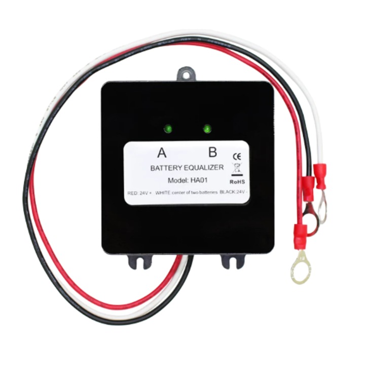 Egalizator baterii 24 V panouri fotovoltaice, 2 baterii x 12V, protectie la polaritate inversa