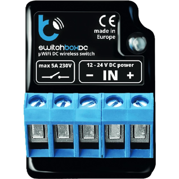 Comutator universal, BleBox, 12-24V DC, Negru/Albastru