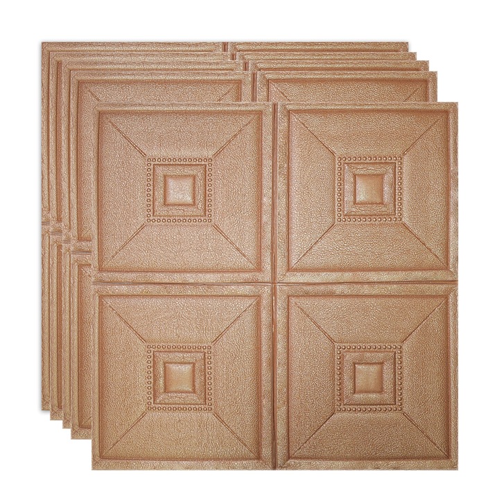 Set 5 x Tapet 3D Autoadeziv, design modern, rezistent la umezeala, usor de curatat, 70x70cm, Naimeed D4739, model elegant, Maro