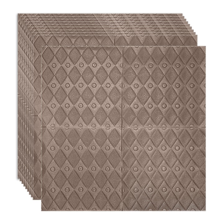Set 10 x Tapet 3D Autoadeziv, design modern, rezistent la umezeala, usor de curatat, 70x70cm, Naimeed D4758, model elegant, Bronz