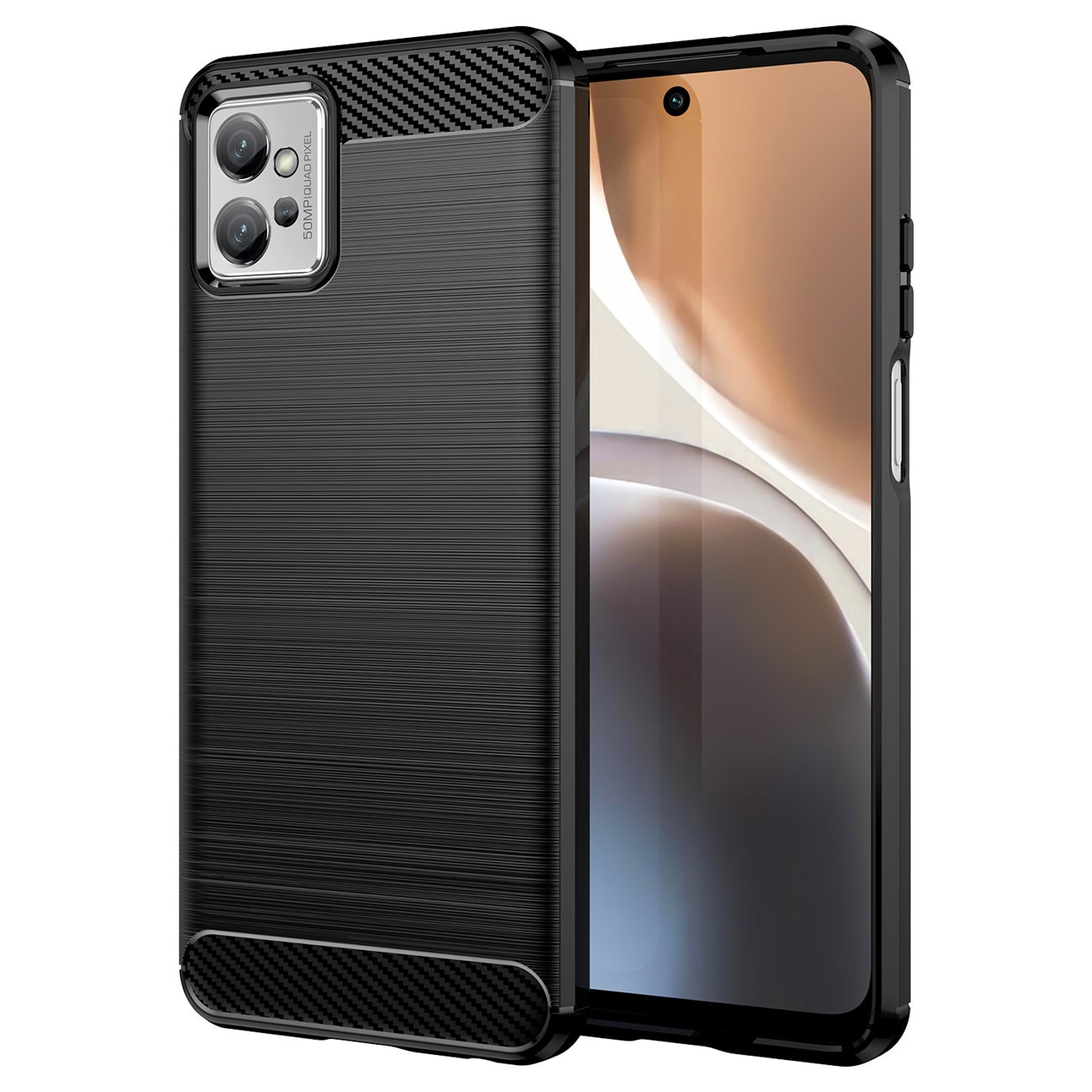 Cover Carbon Effect Per Motorola Moto G32 - Custodia TPU Morbida Opaca Antiurto - Foto 3