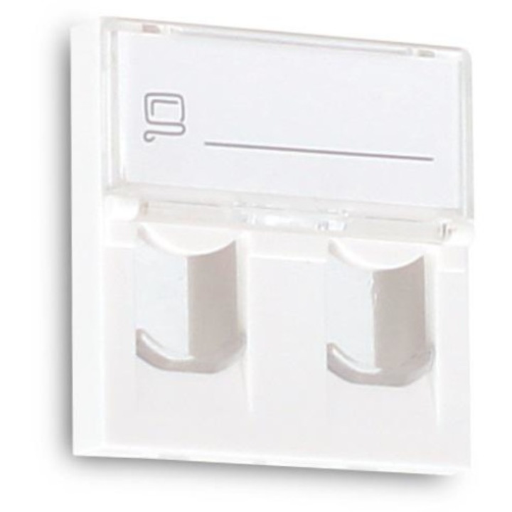 Adaptor Getfort, Mosaic, 2xRJ-45, 2 spatii module keystone, 45x45mm, Plastic, Alb