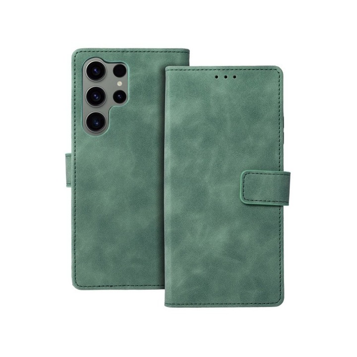 Husa Tip Carte Forcell Tender, Compatibila Cu Samsung Galaxy S23 Ultra, Verde