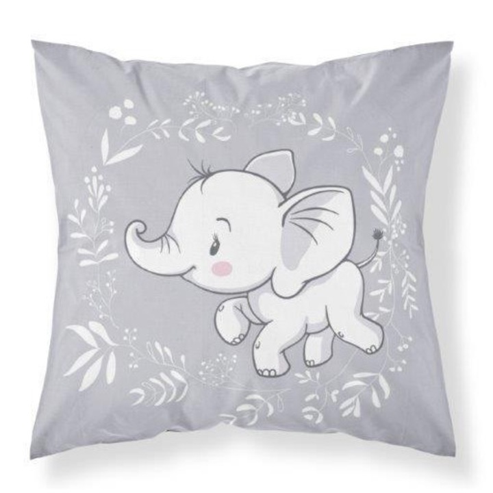 Детска калъфка за възглавница, Detexpol, Памук, Обръщаща се, 40 х 40 см, Сива