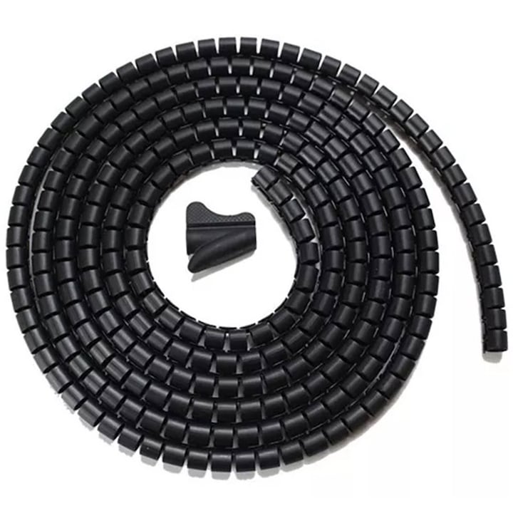 Organizator cabluri spiralat, Zola®, flexibil, protectie, diametru 22 mm, lungime 2 m, negru