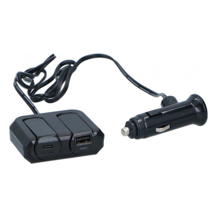 Autós csatlakozó 2 USB A/C kimenettel 12-24V 2.4A Dunlop