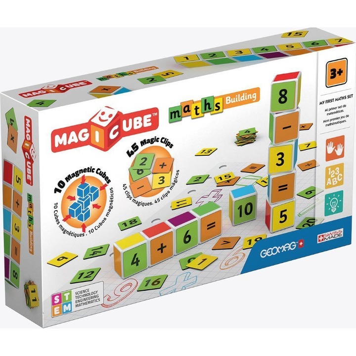 Комплект 55 магнитни кубчета, Geomag, 3 години+, Multicolor