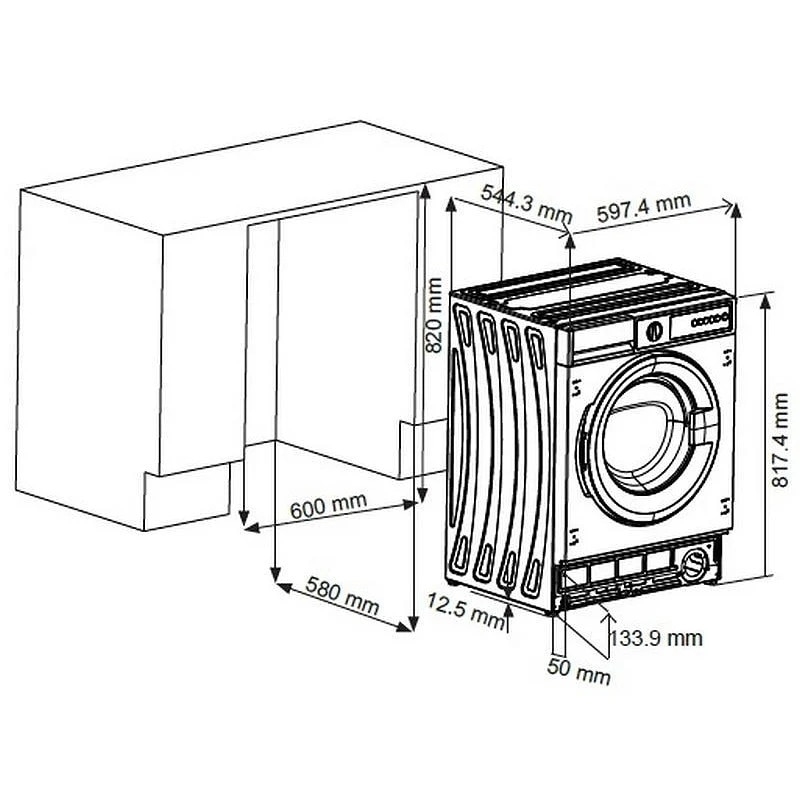 Masina de spalat rufe incorporabila SHARP ES-NIB814BWNA-EE, Steam+,8 kg, 1400rpm, AllergySmart, Clasa A, Alba