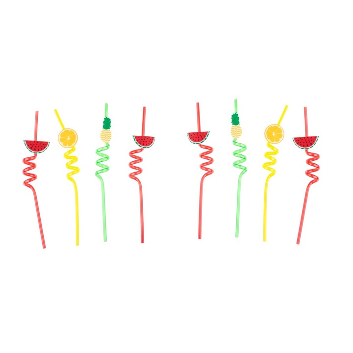 Paie din plastic, design fructe, 8 buc, 6x270mm, multicolor