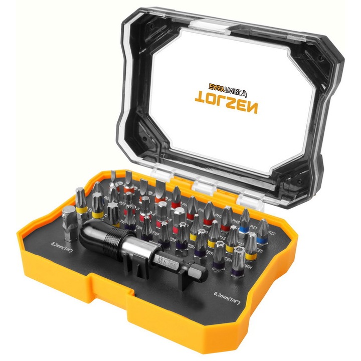 Комплект от 32 бита и прав posidrive / PZ / phillips / hex / torx / torxH 1/4 инча CrV Tolsen 20377