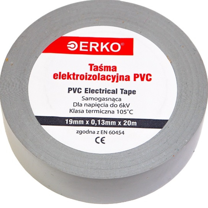 Изолационна лента 20 метра 19мм сива Erko
