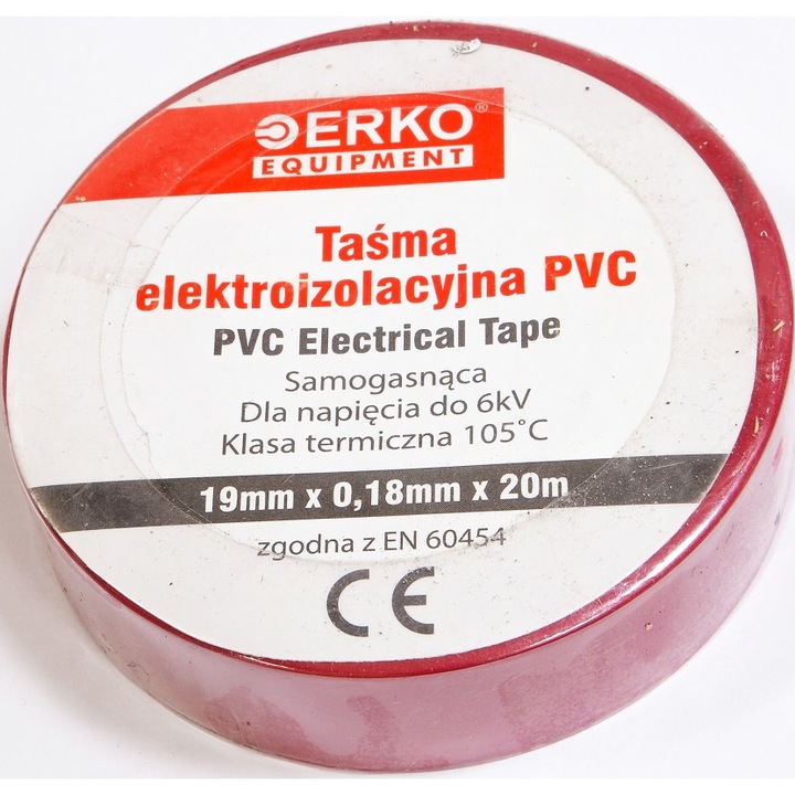 Изолационна лента 20 метра 19мм червена Erko