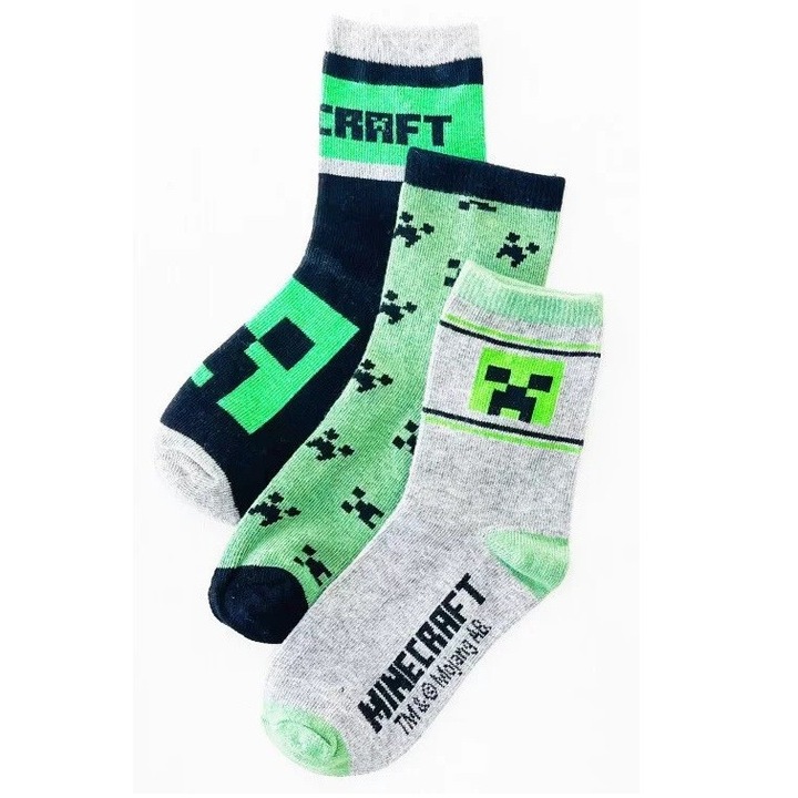 Детски чорапи Minecraft Green 2022, Многоцветен