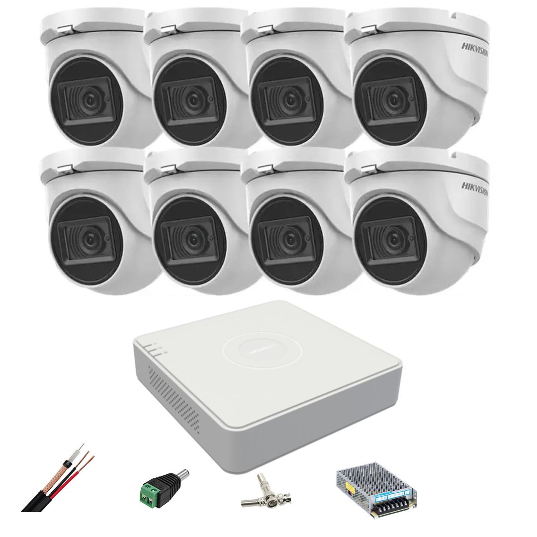 Система за наблюдение Hikvision, 8 камери 8MP, 2.8 мм, IR 30м, DVR 8 ...