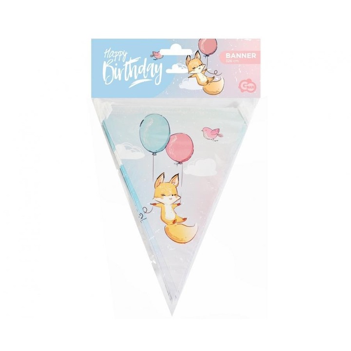 Róka Happy Birthday Fox zászlófüzér 326 cm