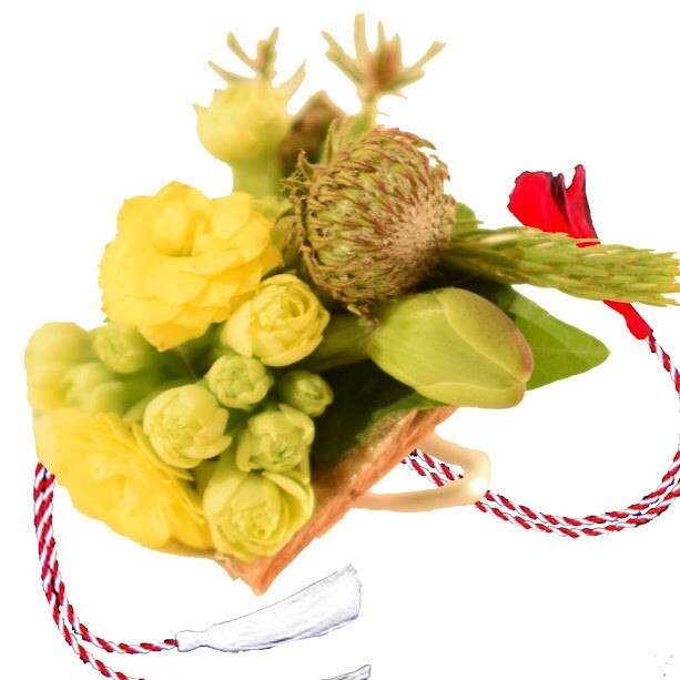 Inel din flori naturale, alb