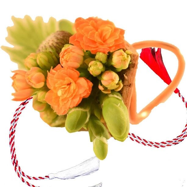 Inel din flori naturale, portocaliu