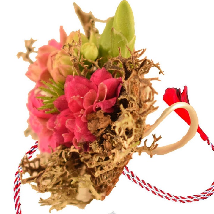 Inel din flori naturale, roz