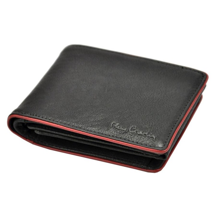Мъжки портфейл, Pierre Cardin, Естествена кожа, 12 x 9 x 2 см, черен