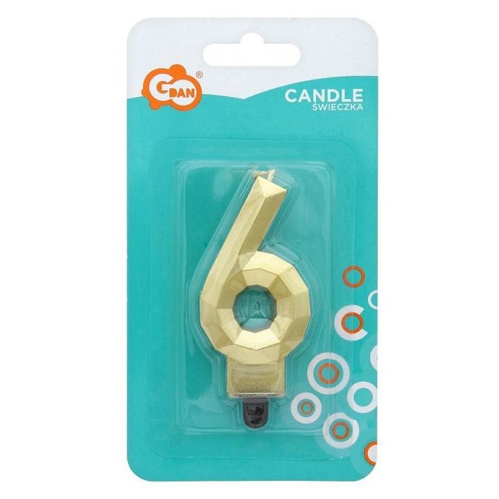 Diamond Gold Metallic számgyertya tortagyertya arany 6-os