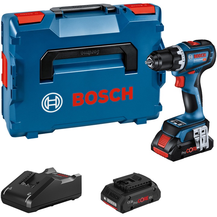 Акумулаторен винтоверт Bosch Professional GSR 18V-90, 18 V, 2100 об/мин, 36/64 Nm, 2 акумулатора, Зарядно, Кутия L-Boxx