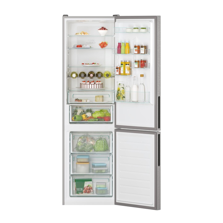 Combina frigorifica Candy CCE7T620EX, 377 l, Total No Frost Circle+, WiFi/ hOn app, SuperCooling, SuperFreezing, Clasa E, H 200 cm, Inox