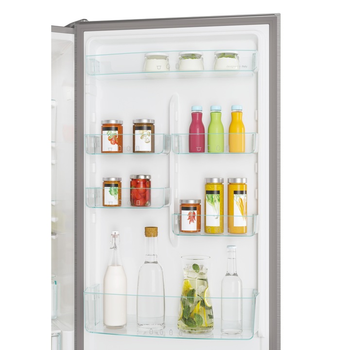 Combina frigorifica Candy CCE7T620EX, 377 l, Total No Frost Circle+, WiFi/ hOn app, SuperCooling, SuperFreezing, Clasa E, H 200 cm, Inox