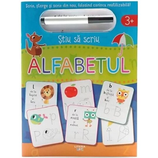 Stiu sa scriu. Alfabetul. Scrie, sterge si scrie din nou, folosind carioca reutilizabila!