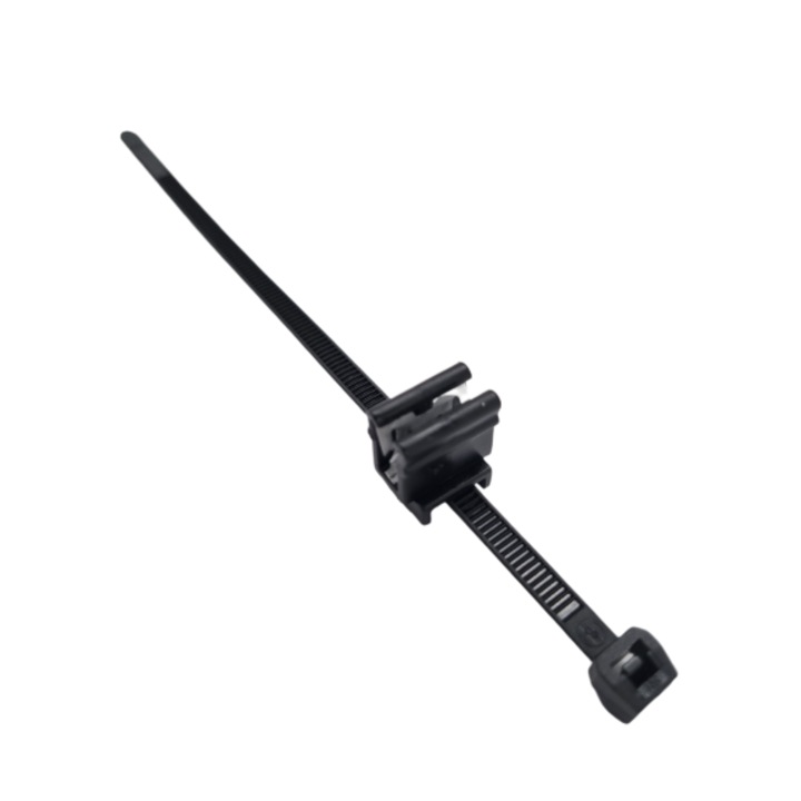 Set 100 de bucati brida pentru fixare cabluri, Plastic/Metal, Negru, 200mm