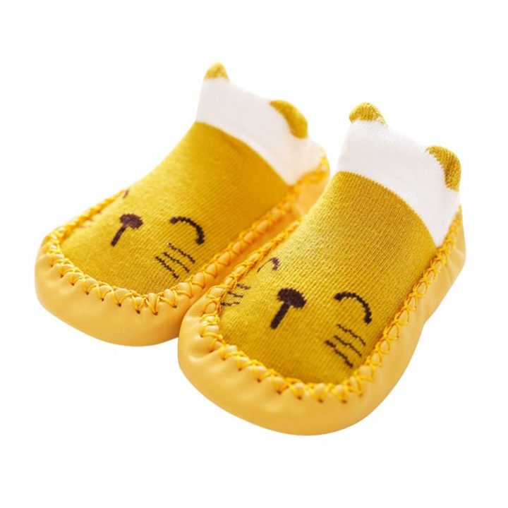 Pantofi de copii pentru gradinita, MilaBaby, Stofa, 18-19 EU, Galben