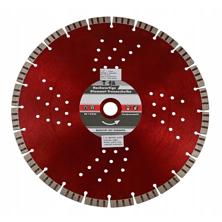 Disc diamantat Tediam, Beton/Granit, 350x25.4 mm