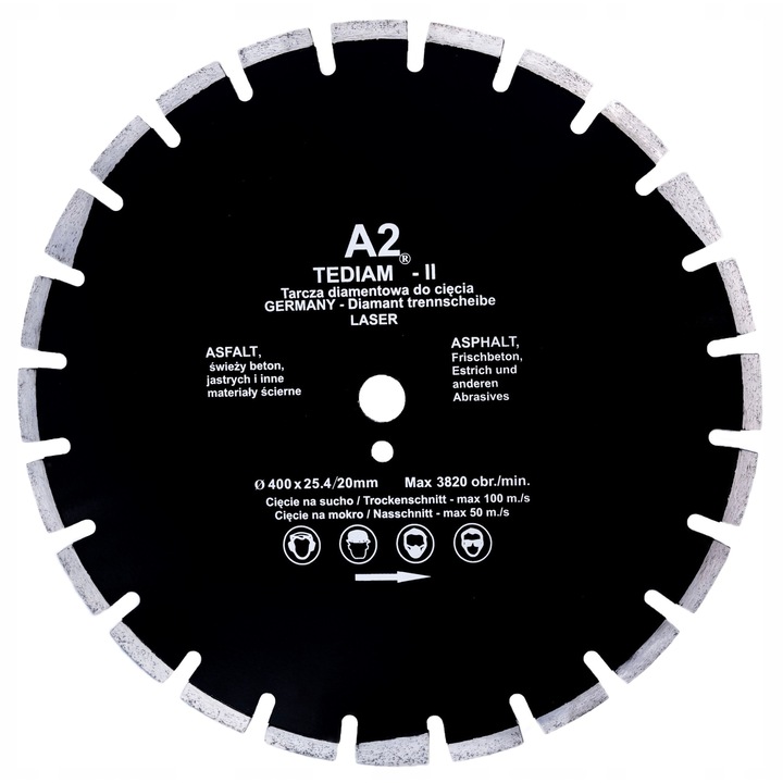Disc diamantat Tediam, Beton/Asfalt, 400x25.4 mm