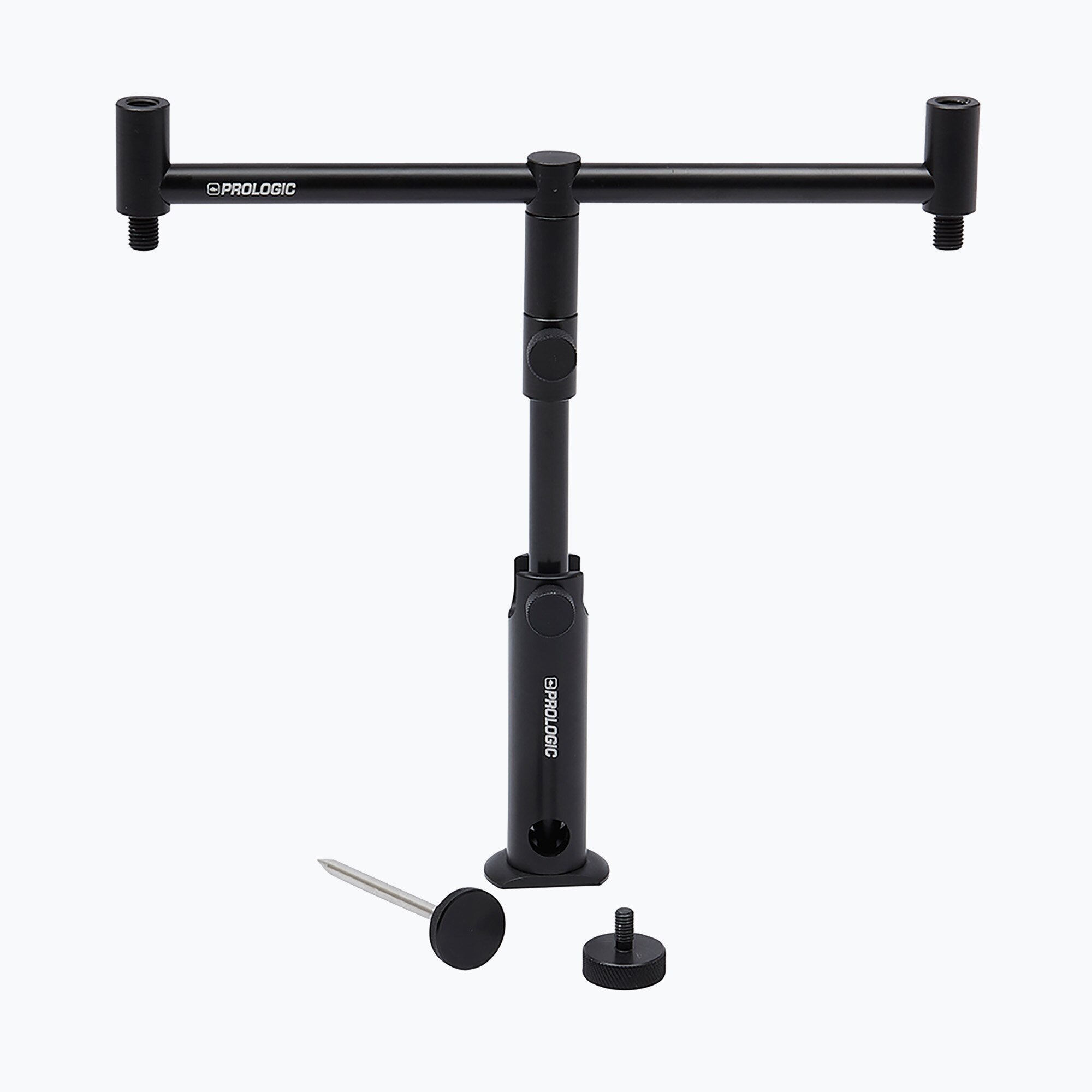 Barra De Pesca Buzz Bar PROLOGIC Para 4 Cañas - Ancho 60.5 Cm, Aluminio, Negro Mate, Con Nivelador