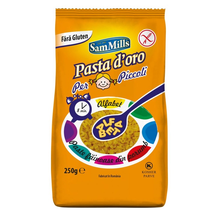 Paste D`oro Per Piccoli din Porumb fara Gluten Alfabet 250gr Sam