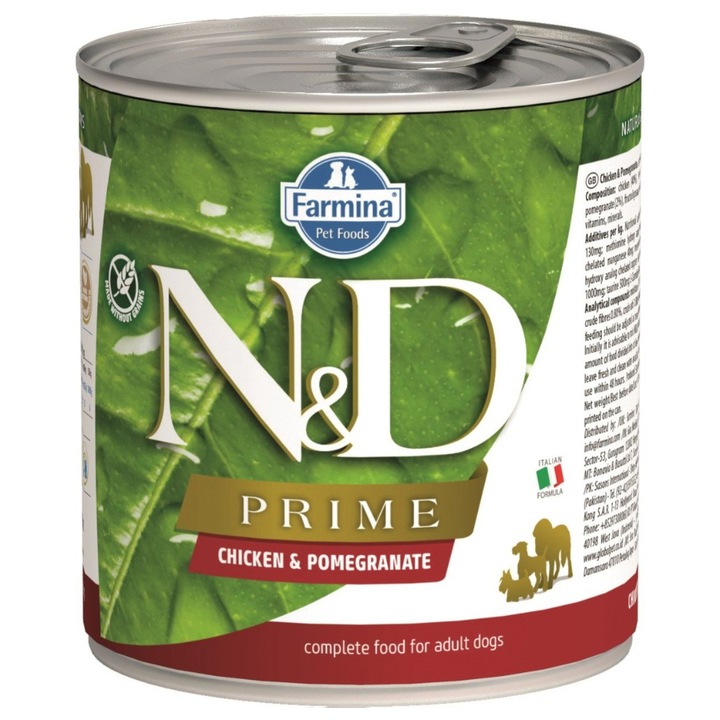 Conserva Farmina pentru Caini N&D Prime Puppy cu Pui si Rodie, 285 g