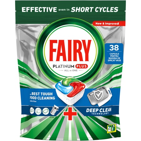 Капсули за съдомиялна Fairy Platinum Plus Deep Clean, 38 измивания