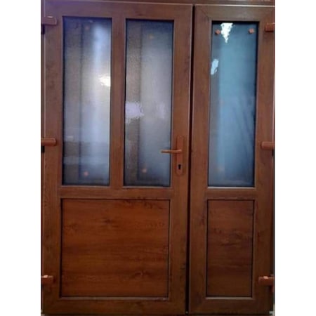 Usa dubla exterior Pvc, KIRCHBERGER, T-model, Stejar auriu, 140x210