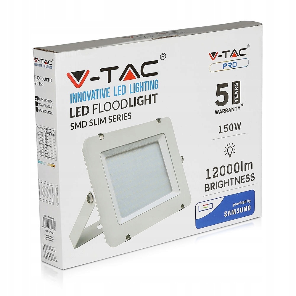 Projector LED, V-TAC, 150W, 12000lm, 6400K, IP65, Alb - eMAG.ro
