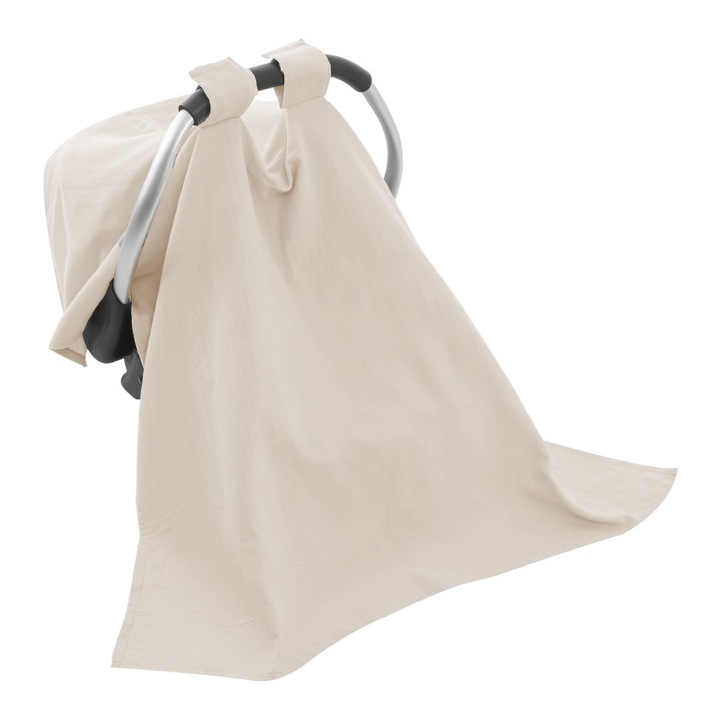 Protectie soare din muselina pentru carucior BabyJem 90x110 cm Ecru