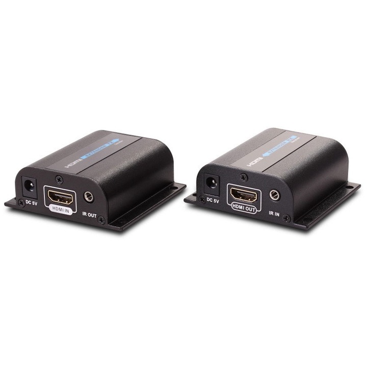 HDMI-LAN konverter, Spacetronik, cat 6, fekete