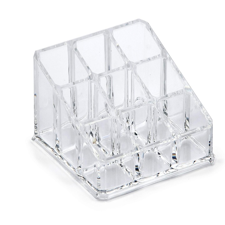 Organizator produse cosmetice si manichiura, transparent, 9x9x6.5cm, plastic