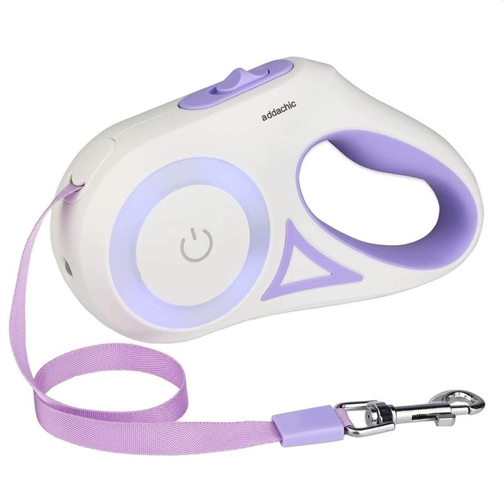 Lesa retractabila Inovation, pentru caini, cu Led si Lumini tactile, 3 m, max 40kg, Mov