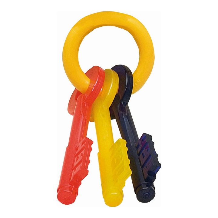 Jucarie de dentitie pentru caini Nylabone Keys Bacon, marimea S, nailon termoplastic, pentru catei