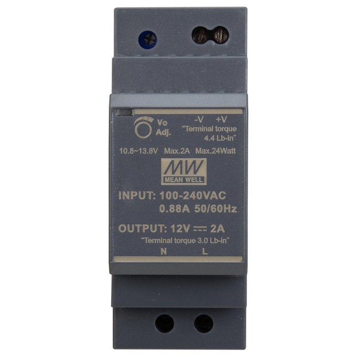 Sursa de alimentare pe sina DIN Mean Well, HDR-30-12, 12V/30W/2A, Negru