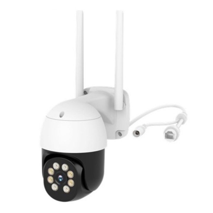 Камера за наблюдение EbitCam ELS-2K, 3MP, Wifi, Full HD 2K, Интелигентно проследяване, Функция за инфрачервена матрица, Гласова функция ALEXA, Автоматично завъртане, Двупосочно аудио, Телефонна връзка, Нощно виждане, Аларма, Сензор за движение, Бял