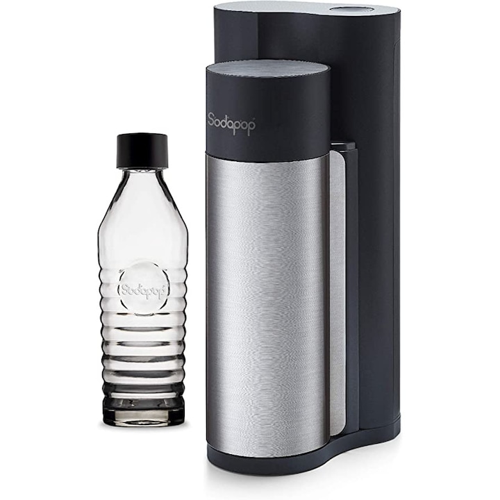 Машина за газирана вода Sodapop Harold Premium Pack, 2 стъклени бутилки, 1 пластмасова, Стомана